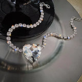 Big Heart Crystal Choker Necklace for Women