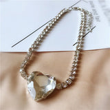 Big Heart Crystal Choker Necklace for Women