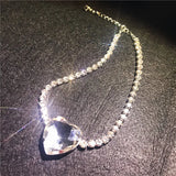 Big Heart Crystal Choker Necklace for Women