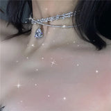 Crystal Choker Necklace Water Drop Pendant Torques Jewelry