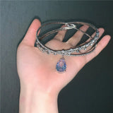 Crystal Choker Necklace Water Drop Pendant Torques Jewelry