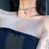 Crystal Choker Necklace Water Drop Pendant Torques Jewelry