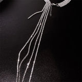 Rhinestone Choker Necklace with Tassel Crystal - Statement Jewelry