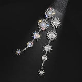 Sparkling Snowflake Rhinestone Earrings with Tassel