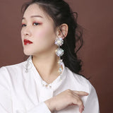 Sparkling Snowflake Rhinestone Earrings with Tassel