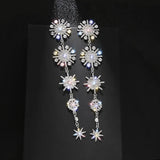 Sparkling Snowflake Rhinestone Earrings with Tassel