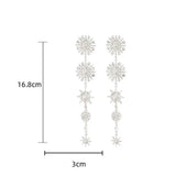Sparkling Snowflake Rhinestone Earrings with Tassel