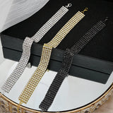 5 Row Rhinestone Chain Choker Necklace for Women