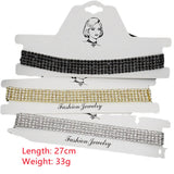5 Row Rhinestone Chain Choker Necklace for Women