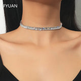 Purple Pink Zircon Crystal Choker Necklaces for Women