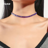 Purple Pink Zircon Crystal Choker Necklaces for Women