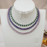 Purple Pink Zircon Crystal Choker Necklaces for Women