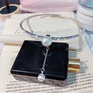 Simulated Pearl Torques Choker Necklaces Rhinestone Statement Jewelry