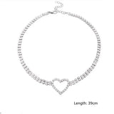 Heart Crystal Choker Necklaces Rhinestone Statement Jewelry