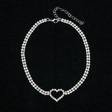 Heart Crystal Choker Necklaces Rhinestone Statement Jewelry