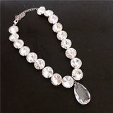 Clear Crystal Choker Necklaces Water Drop Pendant for Women Weddings