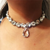 Clear Crystal Choker Necklaces Water Drop Pendant for Women Weddings
