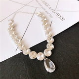 Clear Crystal Choker Necklaces Water Drop Pendant for Women Weddings
