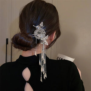 Vintage Butterfly Hairpins Long Tassel Headwear Wedding Accessories
