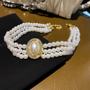 Vintage Pearl Choker Necklaces Short Crystal Necklaces Weddings Bride