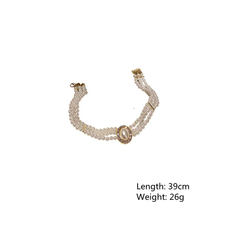 Vintage Pearl Choker Necklaces Short Crystal Necklaces Weddings Bride