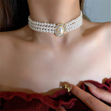 Vintage Pearl Choker Necklaces Short Crystal Necklaces Weddings Bride