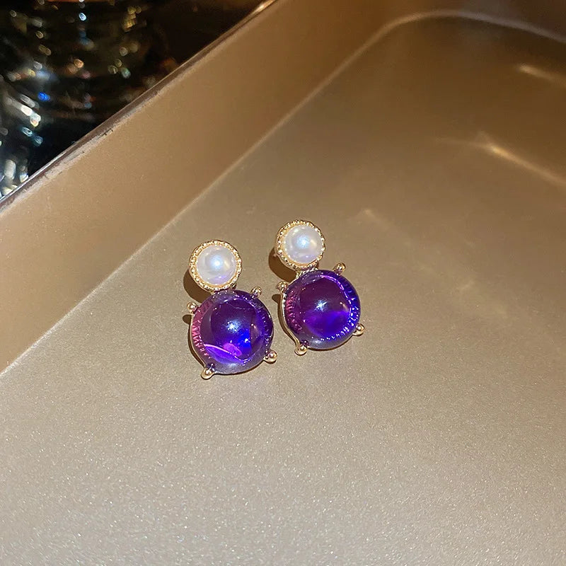 Vintage Pearl Geometric Necklace Earrings For Women