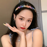 Vintage Rainbow Rhinestone Hairbands Velvet Headwear Hair Accessories