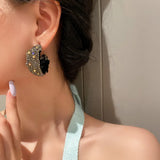 Rhinestone Hoop Earrings Velvet Round Geometric Women Statement Jewelry