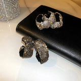 Rhinestone Hoop Earrings Velvet Round Geometric Women Statement Jewelry