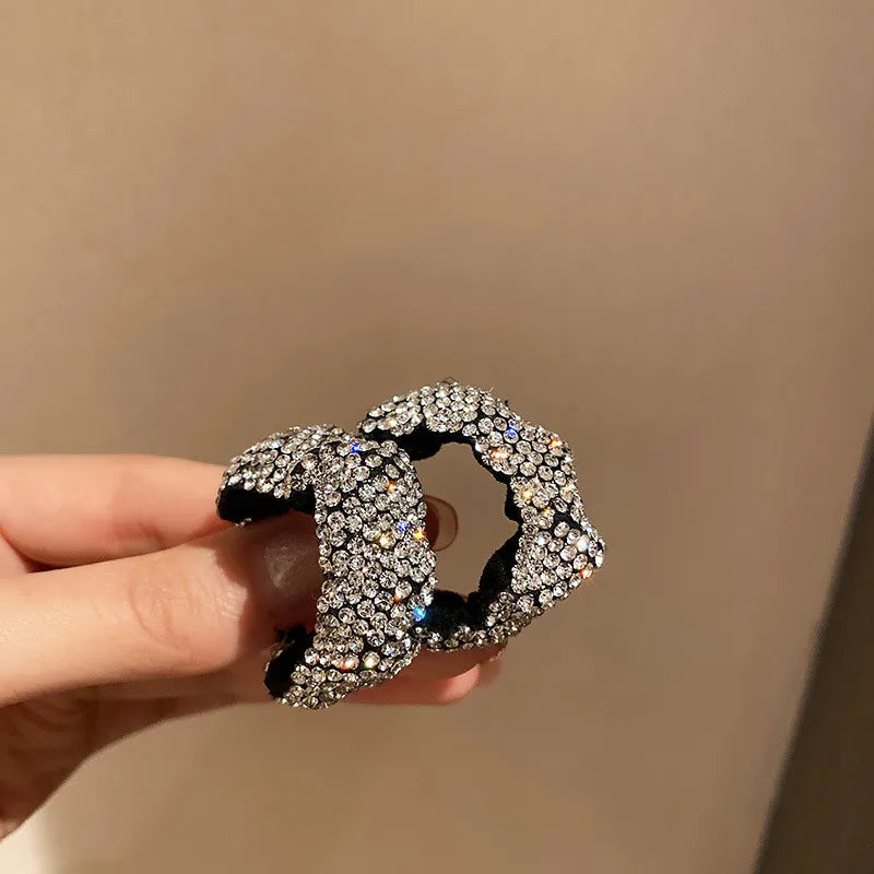 Rhinestone Hoop Earrings Velvet Round Geometric Women Statement Jewelry