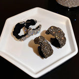 Rhinestone Hoop Earrings Velvet Round Geometric Women Statement Jewelry
