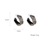 Rhinestone Hoop Earrings Velvet Round Geometric Women Statement Jewelry