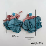 Fabric Bow Flower Earrings, Long Earrings