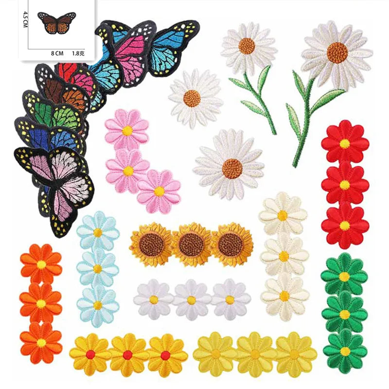 Butterfly Flowers Embroidery Applique Stickers DIY Crafts Patches Iron Sew