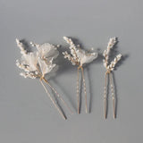 Fabric Floral Bridal Hair Pins Clips Pearls Wedding Hair Pieces