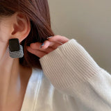Houndstooth Square Earrings Silver Needle Retro Earrings
