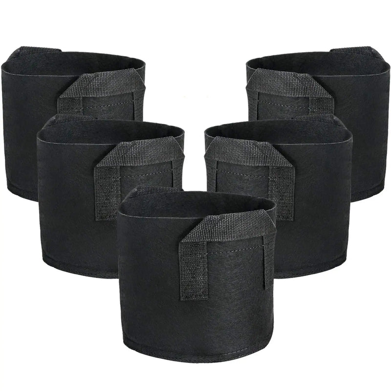 Fabric Pots Container 3 Gallon Grow Bags 5 Pack with Strap Handles
