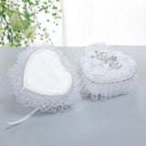 Heart Shape Fabric Ring Box Replacement Rhinestone Lace Wedding Jewelry Holder