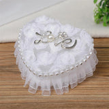 Heart Shape Fabric Ring Box Replacement Rhinestone Lace Wedding Jewelry Holder