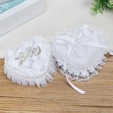 Heart Shape Fabric Ring Box Replacement Rhinestone Lace Wedding Jewelry Holder