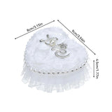 Heart Shape Fabric Ring Box Replacement Rhinestone Lace Wedding Jewelry Holder