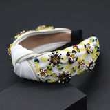 Bohemian Fabric Crystal Metal Flower Headband Street Style Catwalk 711