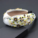 Bohemian Fabric Crystal Metal Flower Headband Street Style Catwalk 711