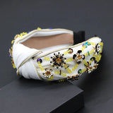 Bohemian Fabric Crystal Metal Flower Headband Street Style Catwalk 711