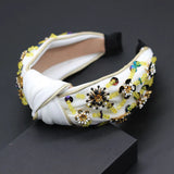 Bohemian Fabric Crystal Metal Flower Headband Street Style Catwalk 711