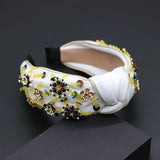 Bohemian Fabric Crystal Metal Flower Headband Street Style Catwalk 711