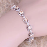 Champagne Morganite Silver Plated Chain Bracelet 7-8 inch