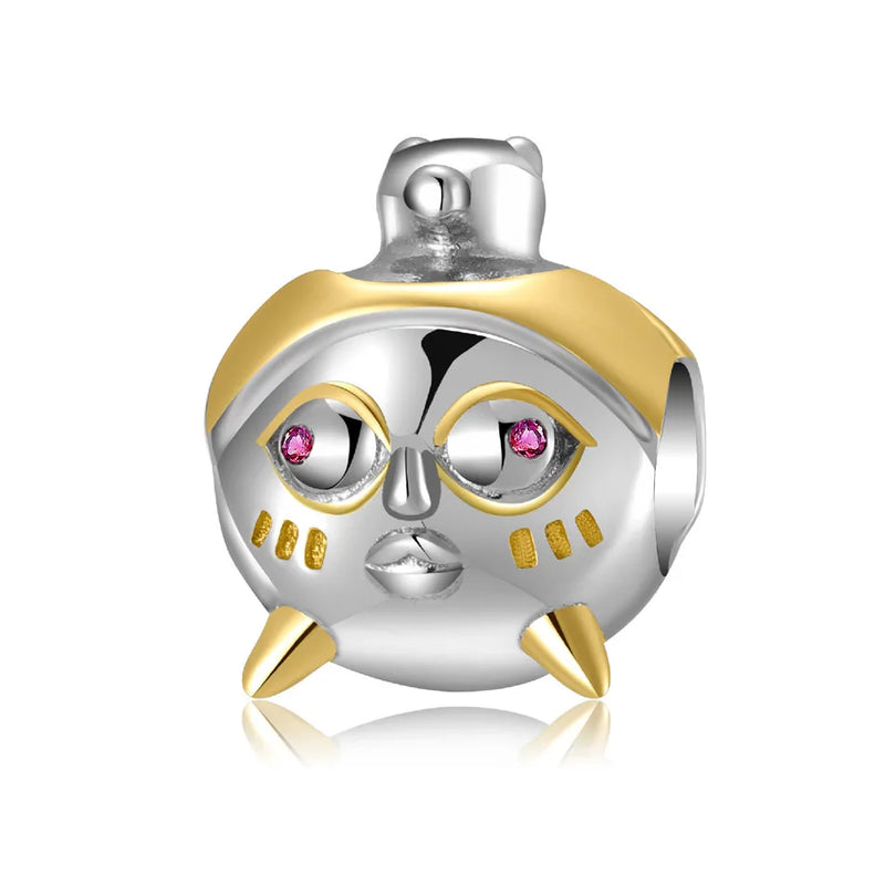Face Figurines Bead for Women DIY Jewelry 925 Sterling Silver Charm