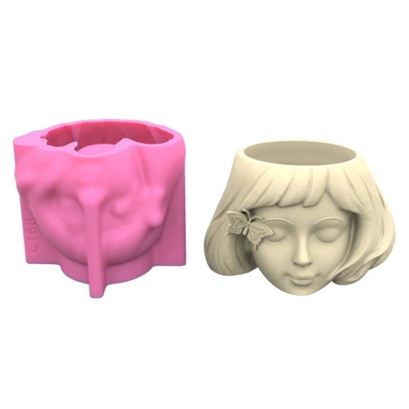 Silicone Face Flower Pot Mold for DIY Pen Holder
